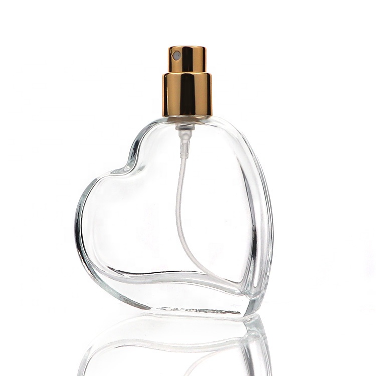 Wholesale Creative Design Heart Shape 35ml Spray Perfume Glass Bottle