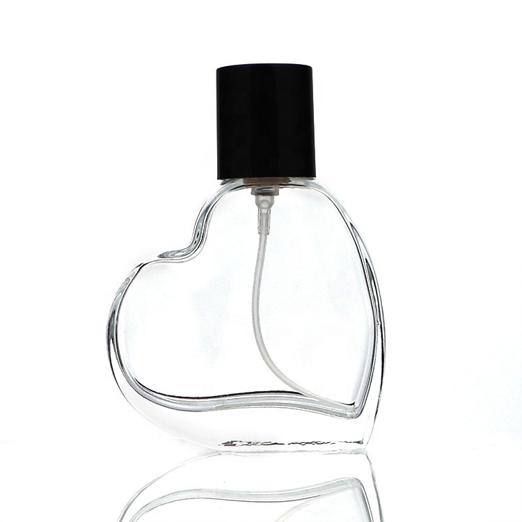 Wholesale Creative Design Heart Shape 35ml Spray Perfume Glass Bottle