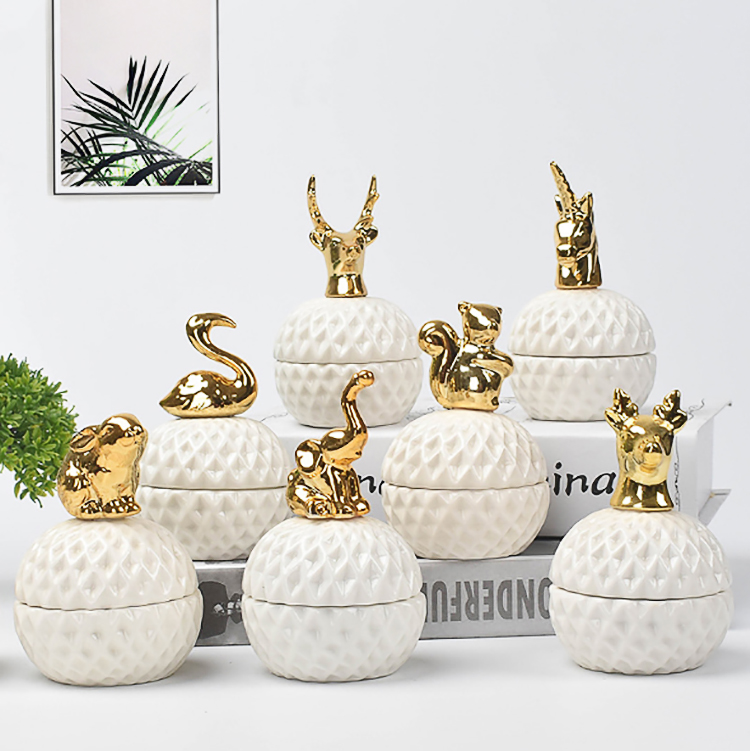 Wholesale Creative Modern style  process Ceramic jewelry box  home storage jars for  home decor