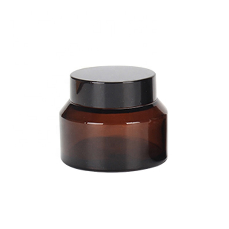 Wholesale Custom 15g 30g Amber Glass Cream Jar with Black Lid