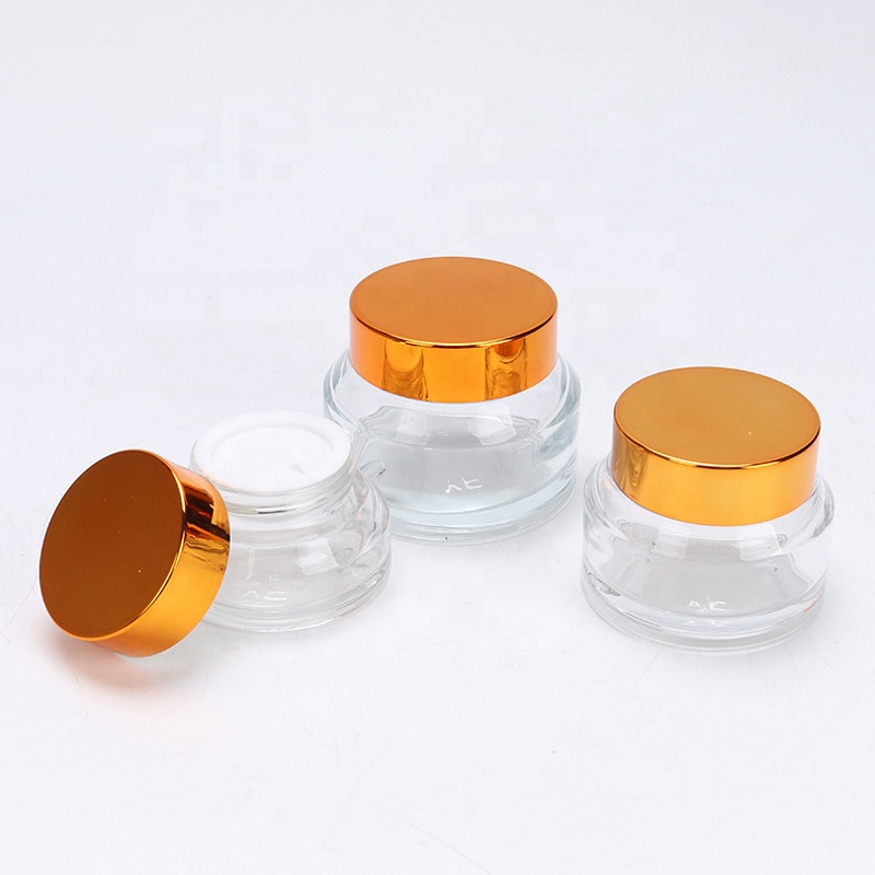 Wholesale Custom 15g 30g Amber Glass Cream Jar with Black Lid