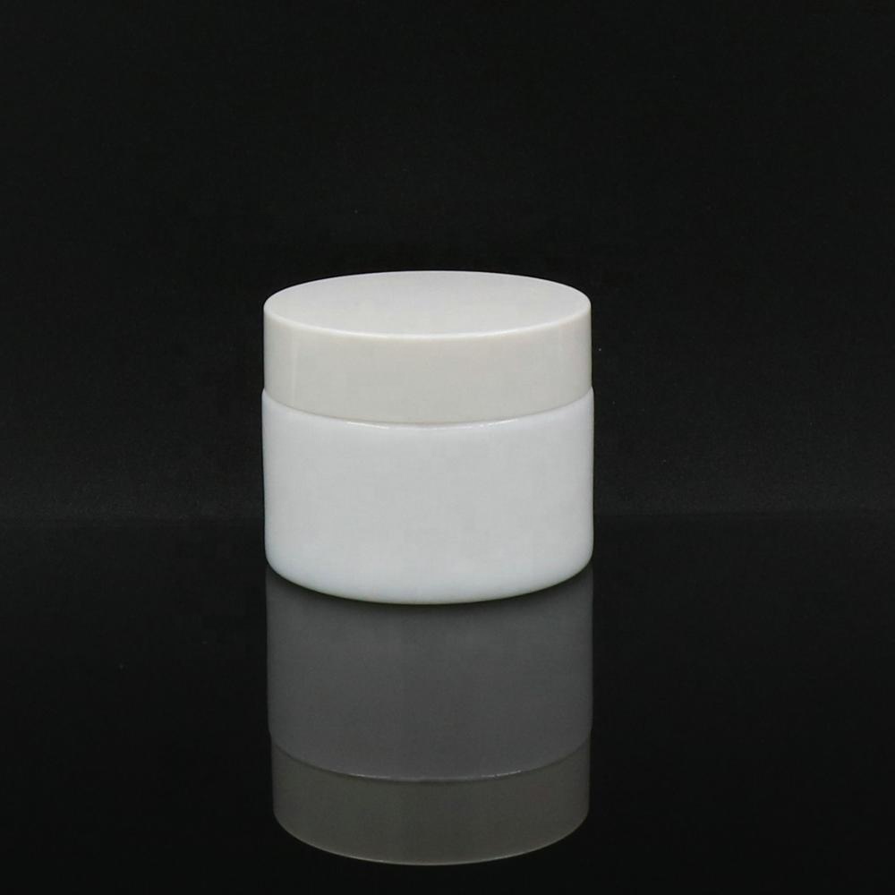 Wholesale Custom 20g 30g 50g 100g creme porcelain Ceramic packaging Cream Opal White Glass Cosmetic Jars with white Plastic Lid
