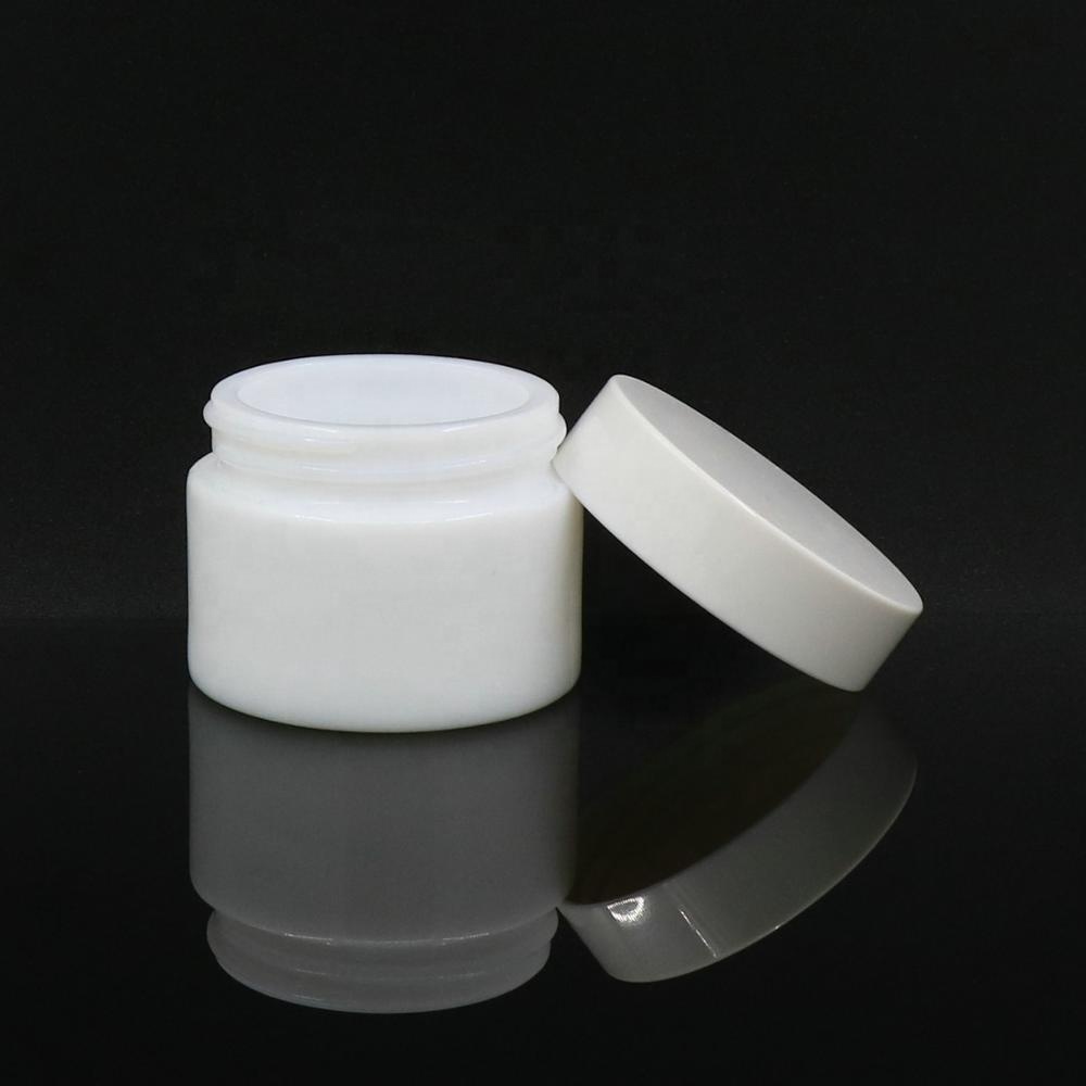 Wholesale Custom 20g 30g 50g 100g creme porcelain Ceramic packaging Cream Opal White Glass Cosmetic Jars with white Plastic Lid
