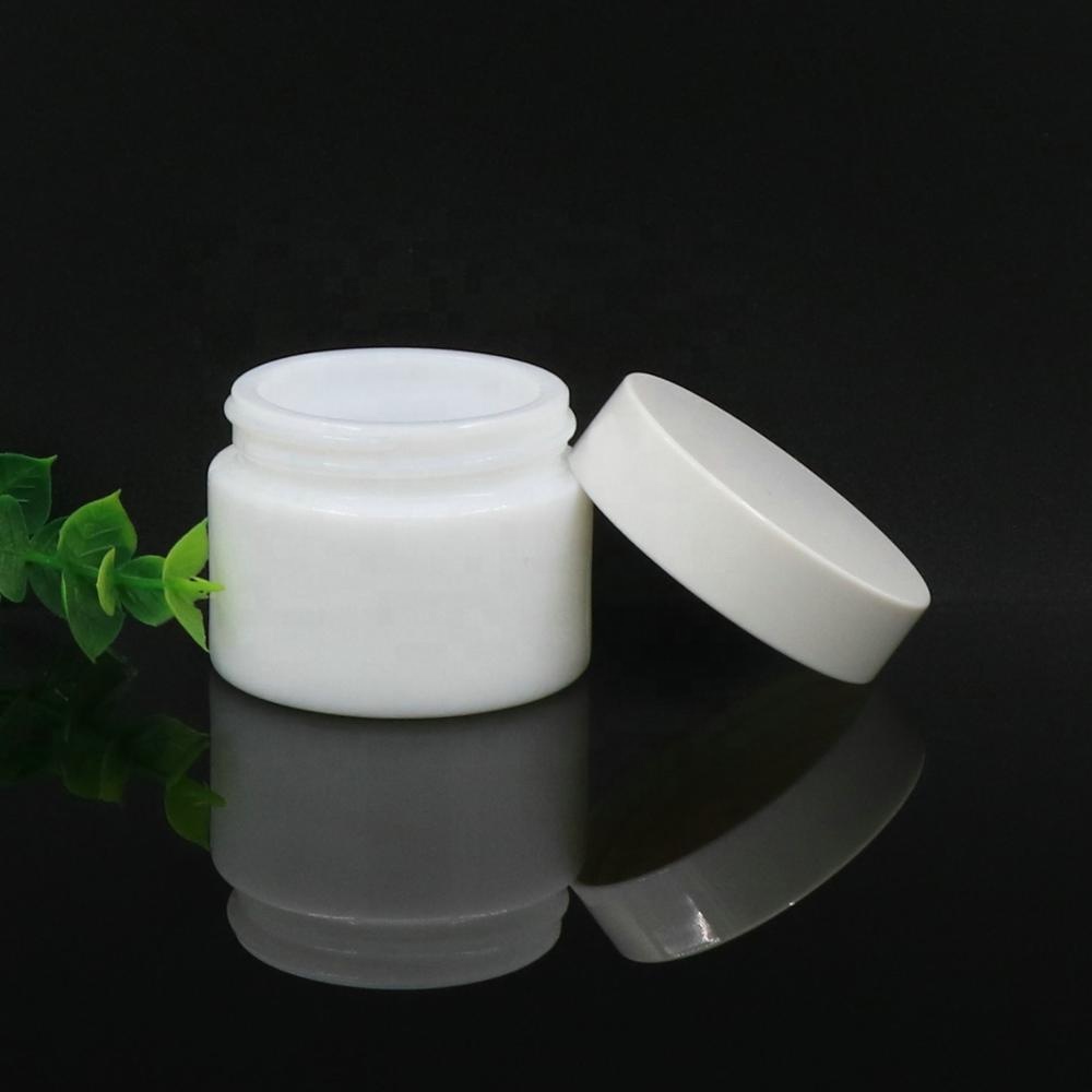 Wholesale Custom 20g 30g 50g 100g creme porcelain Ceramic packaging Cream Opal White Glass Cosmetic Jars with white Plastic Lid