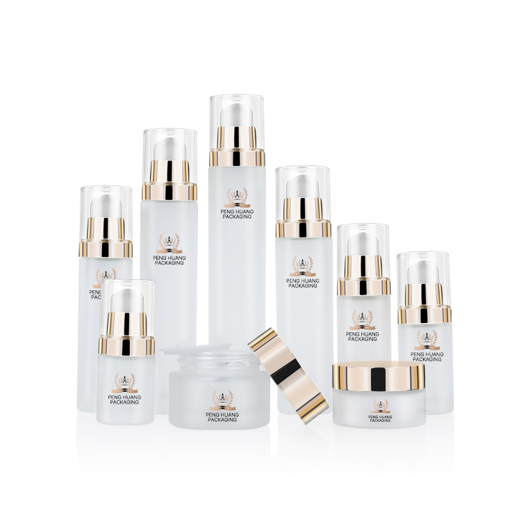 Wholesale Custom 20ml to 100ml Luxury Cosmetic Packaging Set Glass Lotion Pump Bottle Cream Jar