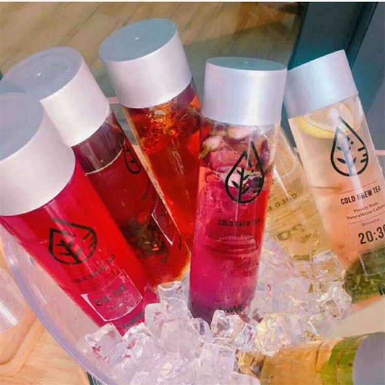 Wholesale Custom 250ml 300ml 500ml Empty Clear Round Beverage Coffee Milk Tea Juice Glass Voss Water Soft Drink Bottles