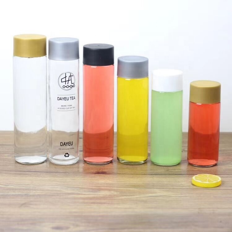 Wholesale Custom 250ml 300ml 500ml Empty Clear Round Beverage Coffee Milk Tea Juice Glass Voss Water Soft Drink Bottles