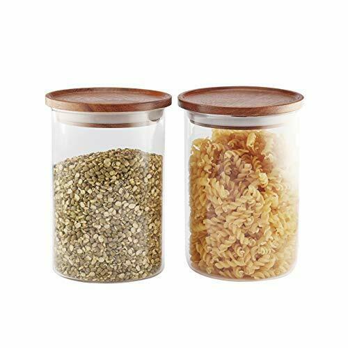 Wholesale Custom Bamboo Clear Storage Glass Jar And Bottles 800ML With Lid