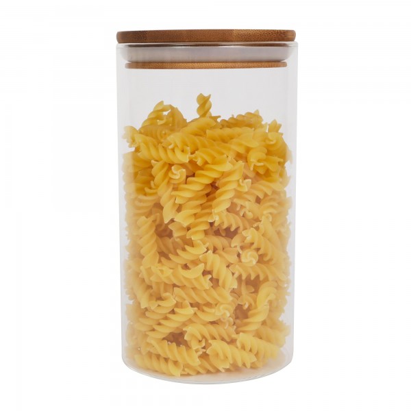 Wholesale Custom Bamboo Clear Storage Glass Jar And Bottles 800ML With Lid