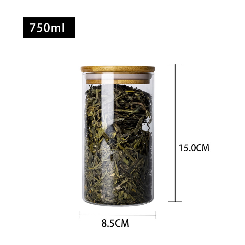 Wholesale Custom Clear Borosilicate Bamboo Lid Airtight Food Grade In Bulk Kitchen Glass Jars Storage