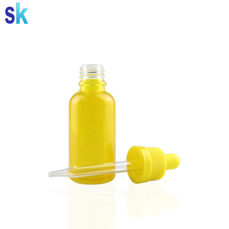 Wholesale Custom Colour 30ml 1 oz yellow glass dropper bottles