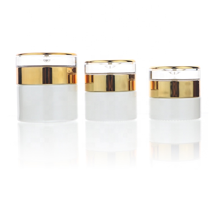 Wholesale Custom Cosmetic Packaging Jars Glass 20g 30g 50g Clear White Cosmetic Jars With Lid