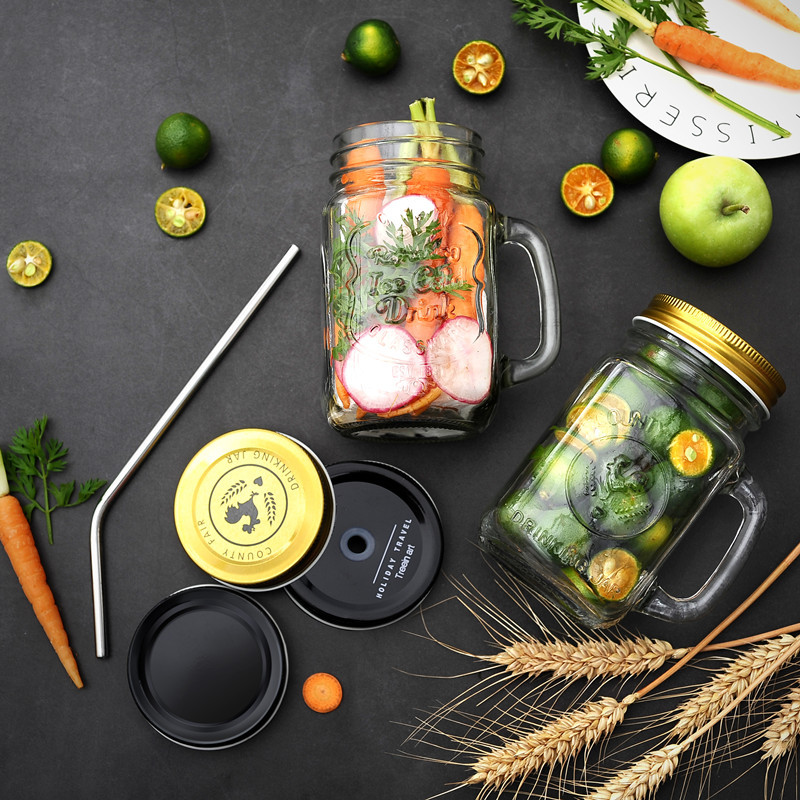 Wholesale Custom Embossed Beverage Cover 16oz Glass Mason Jar