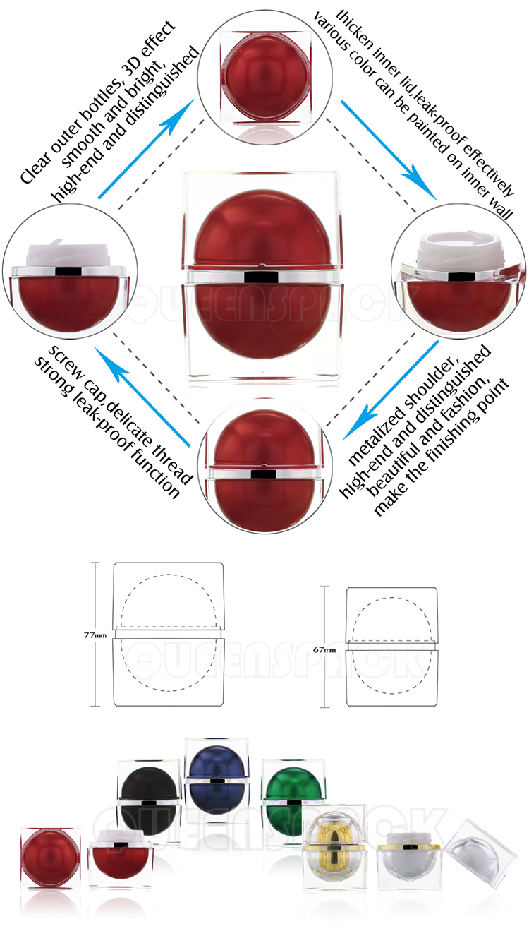 Wholesale Custom Empty 30ML 50ML Acrylic Body Cream Jar High-end Double Wall Cosmetic Jars