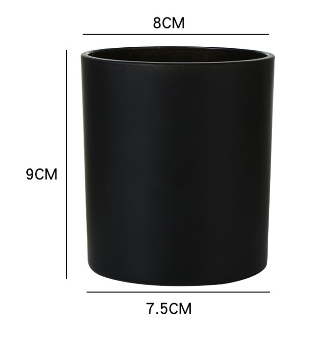 Wholesale Custom Empty 8oz Matte Black Glass Candle Holder With Bamboo Lids, candle jars with wooden lids candle jar