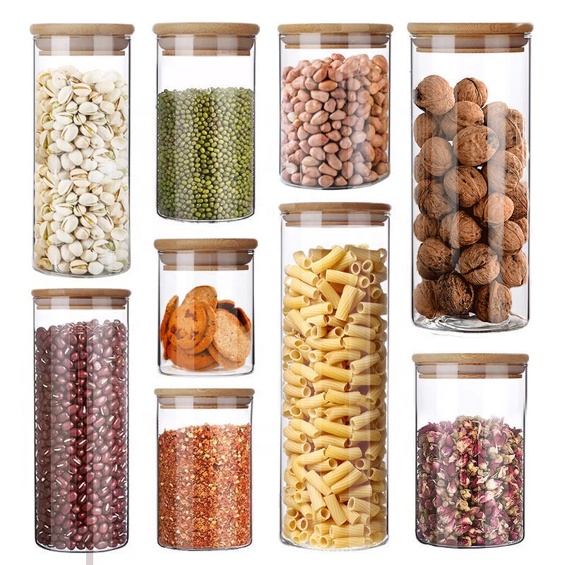 Wholesale Custom Empty Clear Fancy Bottle Cookie Coffee Cylinder Storage Tall Tube Unique Glass Jar
