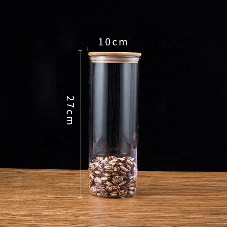 Wholesale Custom Empty Clear Food Storage Candy  Cylinder High Borosilicate Glass Storage Jar
