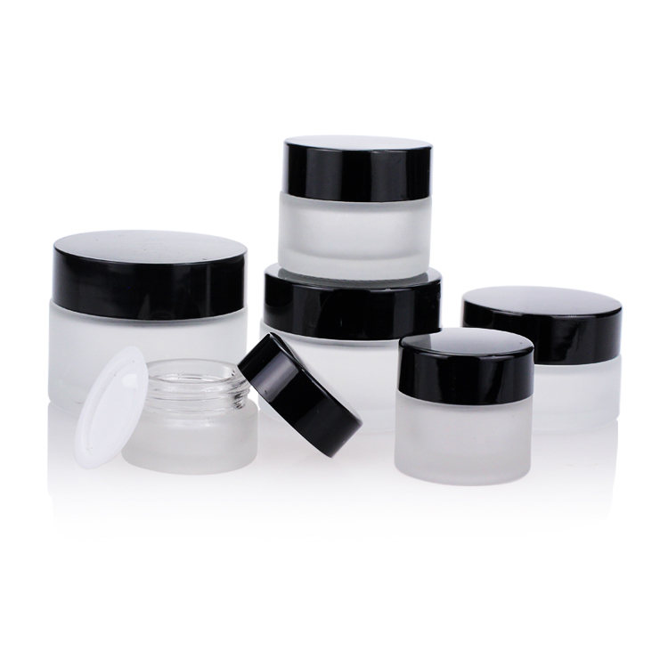 Wholesale Custom Empty Frosted Clear Mini Round Cream Cosmetic Packaging Glass Jar with Lid Eye Cream Jars Personal Care