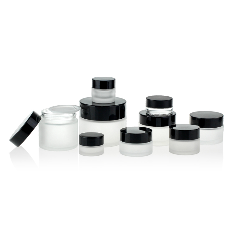Wholesale Custom Empty Frosted Clear Mini Round Cream Cosmetic Packaging Glass Jar with Lid Eye Cream Jars Personal Care