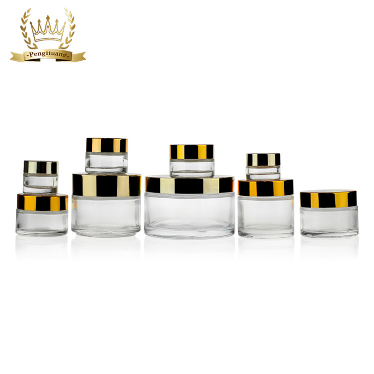 Wholesale Custom Empty Frosted Clear Mini Round Cream Cosmetic Packaging Glass Jar with Lid Eye Cream Jars Personal Care
