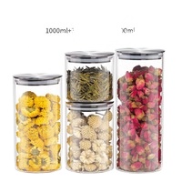 Wholesale Custom Food Grade Airtight Clear Tea Coffee Stash Cylinder Tall Glass Storage Jar With Metal Lid