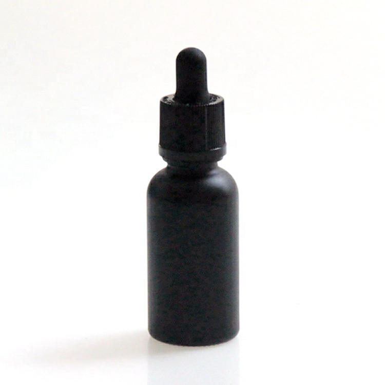 Wholesale Custom Frosted Colorful Black Amber bottles Glass oil Dropper Bottle