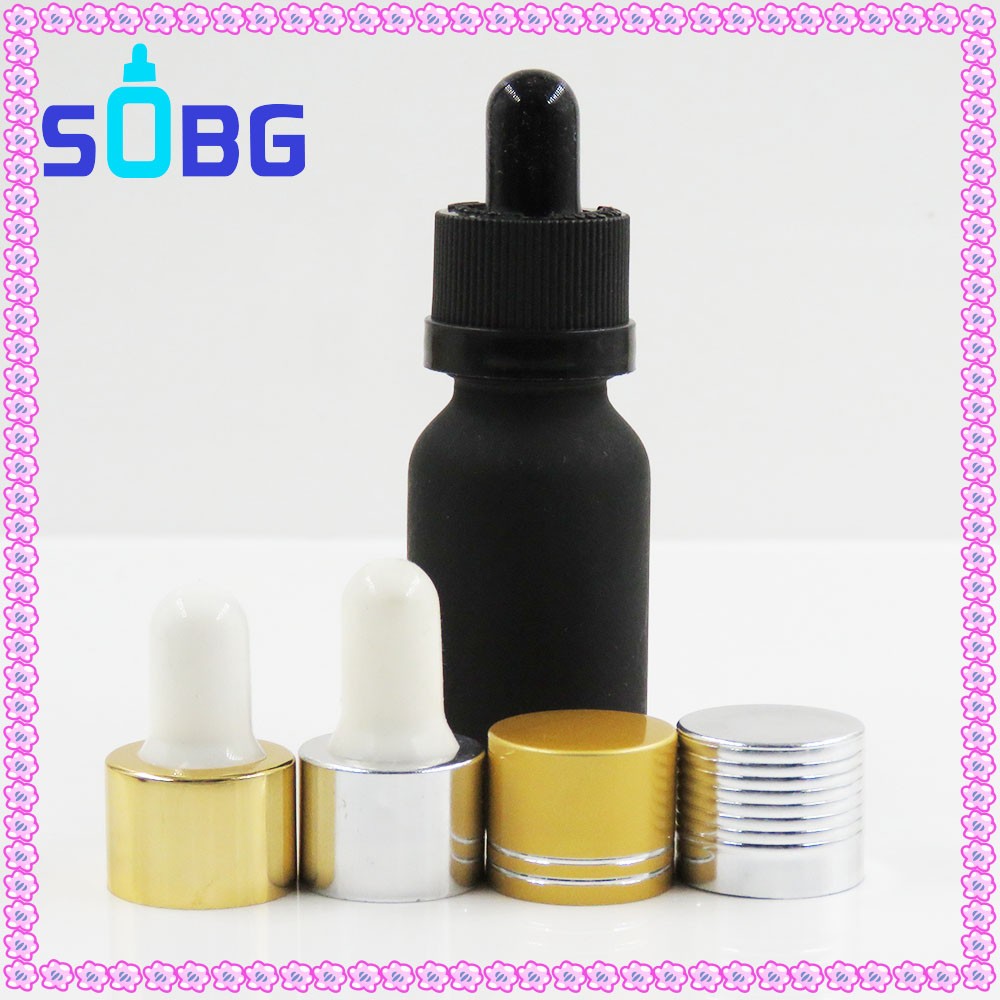 Wholesale Custom Frosted Colorful Black Amber bottles Glass oil Dropper Bottle