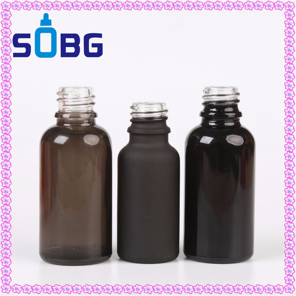 Wholesale Custom Frosted Colorful Black Amber bottles Glass oil Dropper Bottle