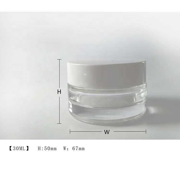Wholesale Custom High Quality Cosmetic Cream Empty 30ml Glass Jar Plastic Lid