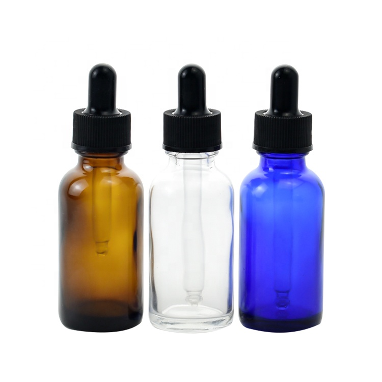 Wholesale Custom Label 2oz 4oz Boston Round Glass Bottle For Essential Oil With Dropper
