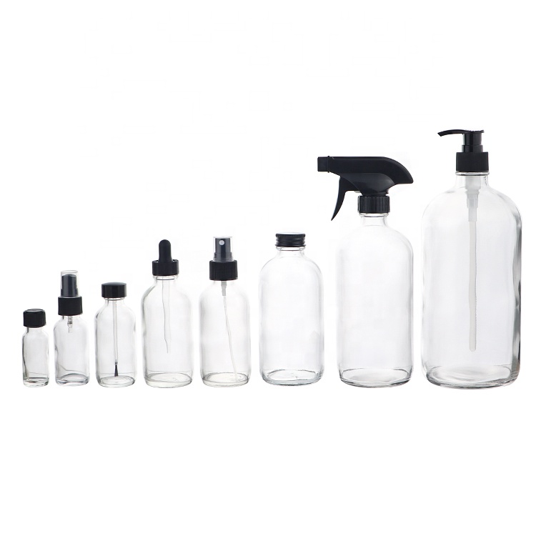 Wholesale Custom Label 2oz 4oz Boston Round Glass Bottle For Essential Oil With Dropper