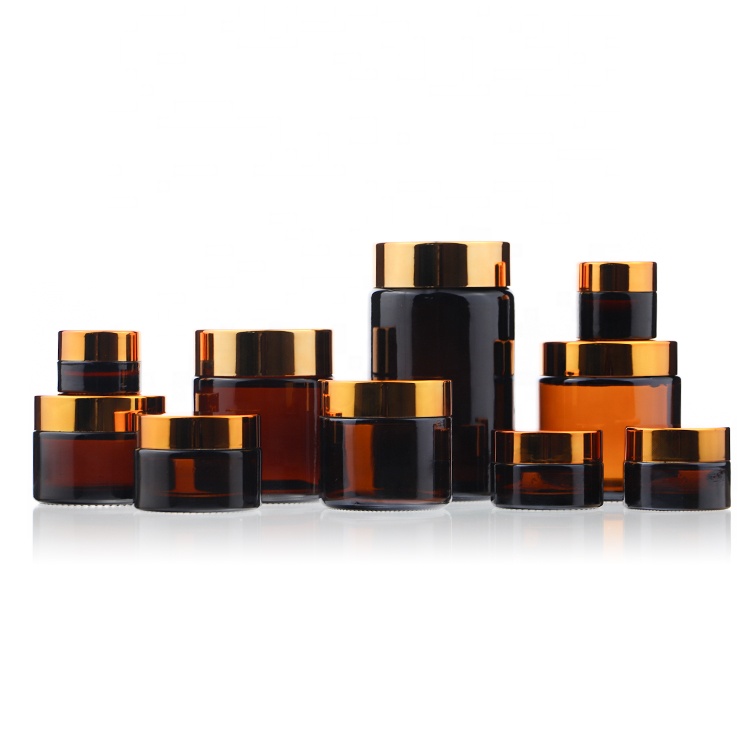 Wholesale Custom Labels 1oz 4 oz 8 oz Cosmetic Containers Amber Cream Glass Jar