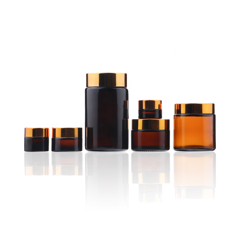Wholesale Custom Labels 1oz 4 oz 8 oz Cosmetic Containers Amber Cream Glass Jar