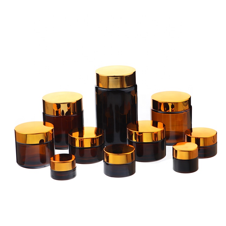 Wholesale Custom Labels 1oz 4 oz 8 oz Cosmetic Containers Amber Cream Glass Jar