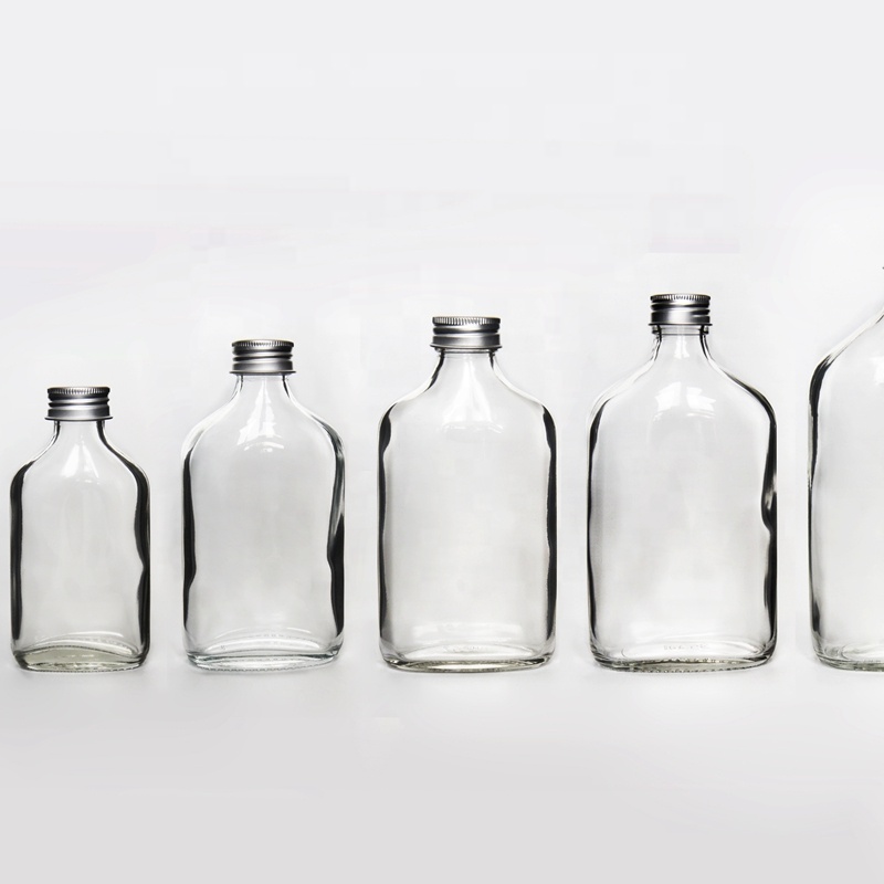 Wholesale Custom Logo 100ml 200ml 350ml 500ml Hip Flask Glass Bottle With Screw Lid For Whisky Wine Cold Brew Coffee