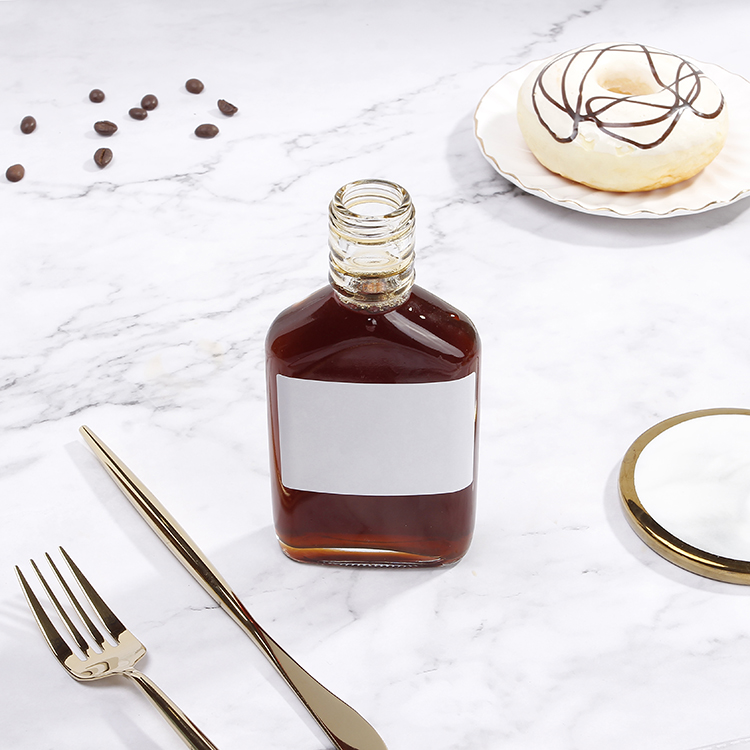 Wholesale Custom Logo 100ml 200ml 350ml 500ml Hip Flask Glass Bottle With Screw Lid For Whisky Wine Cold Brew Coffee
