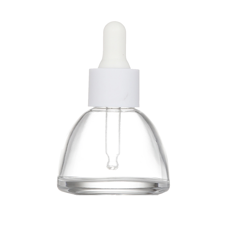 Wholesale Custom Logo Clear Flat Ellipse Oil Glass Dropper Bottle 30ml