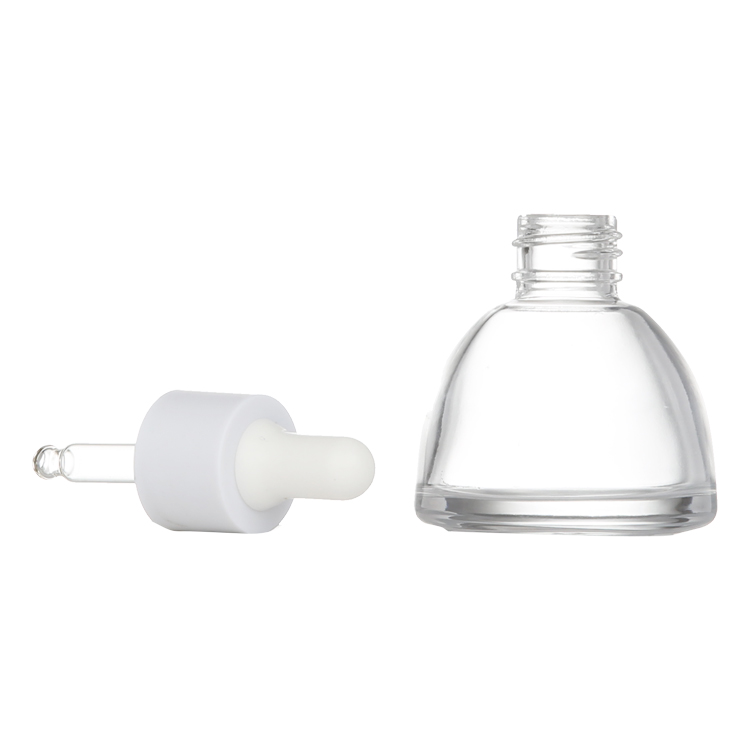 Wholesale Custom Logo Clear Flat Ellipse Oil Glass Dropper Bottle 30ml