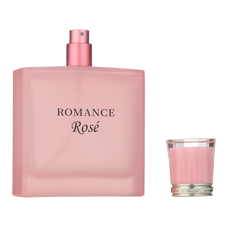 Wholesale Custom Luxury Pink 100ml Sandblasting Silkscreen Empty Perfume Bottle