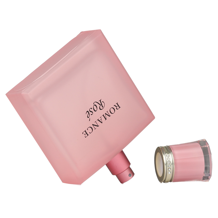 Wholesale Custom Luxury Pink 100ml Sandblasting Silkscreen Empty Perfume Bottle