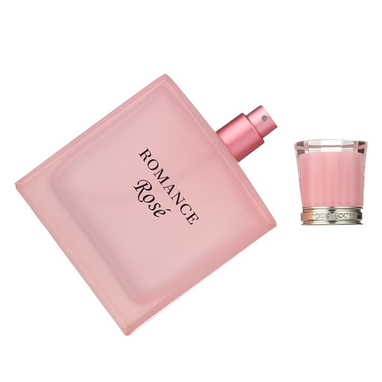 Wholesale Custom Luxury Pink 100ml Sandblasting Silkscreen Empty Perfume Bottle