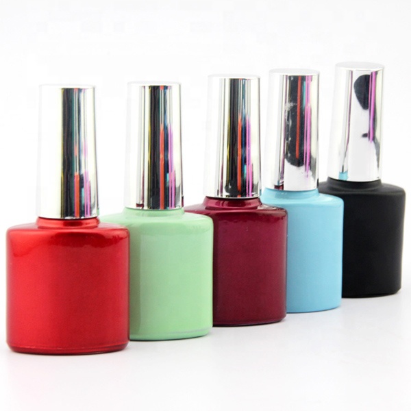 Wholesale Custom Made Flat Shape 10ml Glass Nail Gel Packing Bottle With Cap And Brush