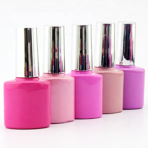 Wholesale Custom Made Flat Shape 10ml Glass Nail Gel Packing Bottle With Cap And Brush