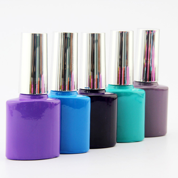 Wholesale Custom Made Flat Shape 10ml Glass Nail Gel Packing Bottle With Cap And Brush