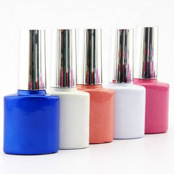 Wholesale Custom Made Flat Shape 10ml Glass Nail Gel Packing Bottle With Cap And Brush
