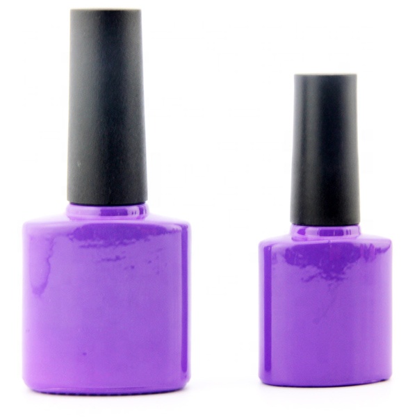 Wholesale Custom Made Flat Shape 10ml Glass Nail Gel Packing Bottle With Cap And Brush