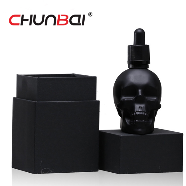 Wholesale Custom Paper Box Eliquid Ecig Skull Glass Dropper Bottles With Pipette Childproof Cap