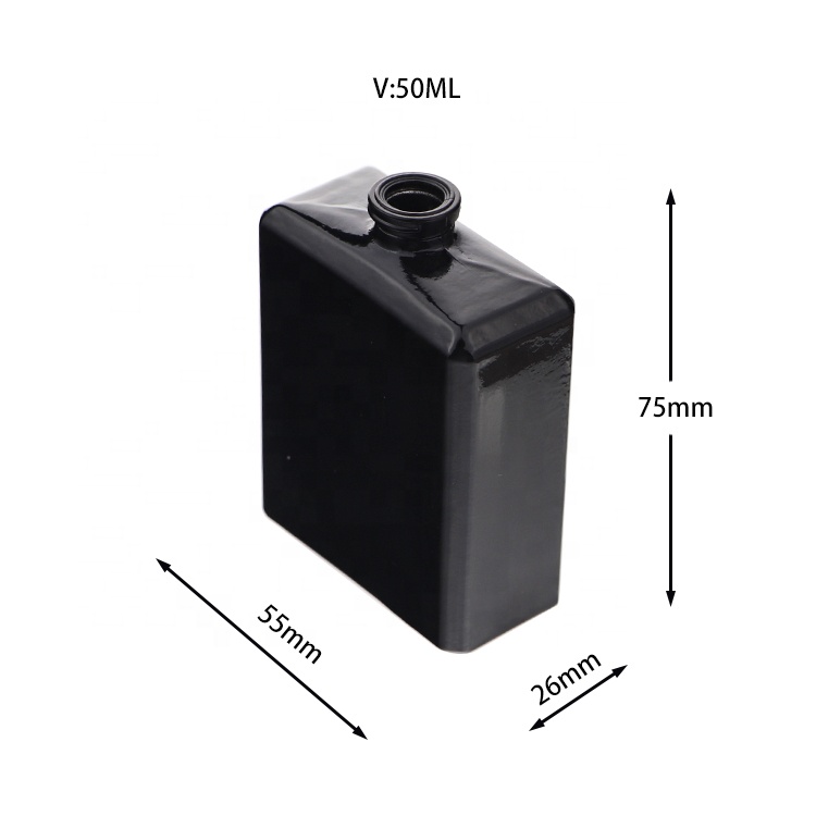Wholesale Custom Refillable Spray Bottle Perfume Square Matte Black Perfume Glass Bottle 50ml