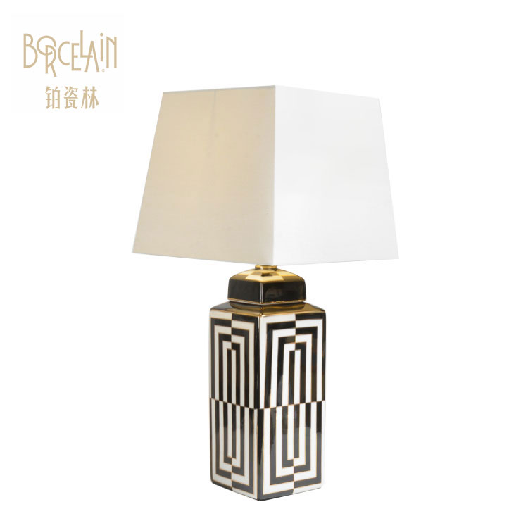 Wholesale Custom Retro Black And White Pattern Ceramic Canister