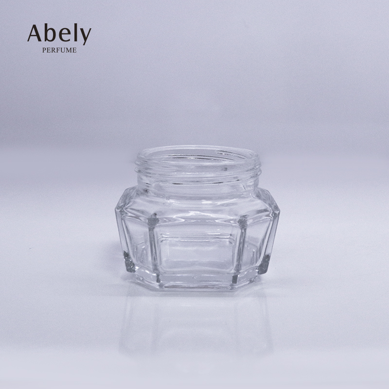 Wholesale Custom Round Clear Glass Cream Jar Hexagon Glass Jars For Cosmetic Packaging